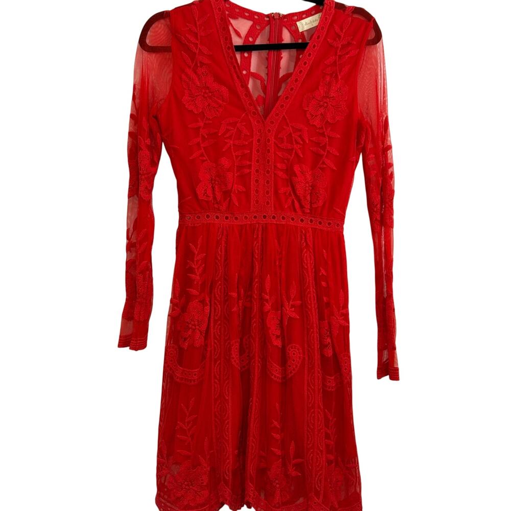 Alter'd State Red Lace Long Sleeve Dress